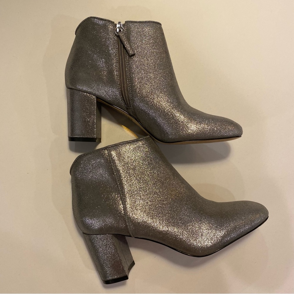 White House Black Market Silver Metallic Ankle Booties